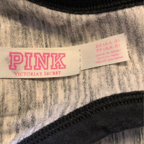 VS Pink Women's Size XS Sports Bra Top Cropped Wireless Stretch Gray & Black - Picture 3 of 5
